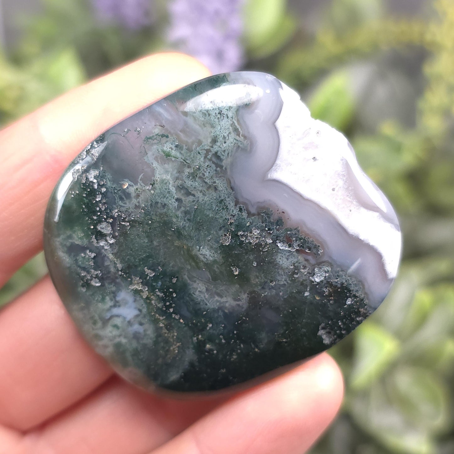Moss Agate Palm Stone