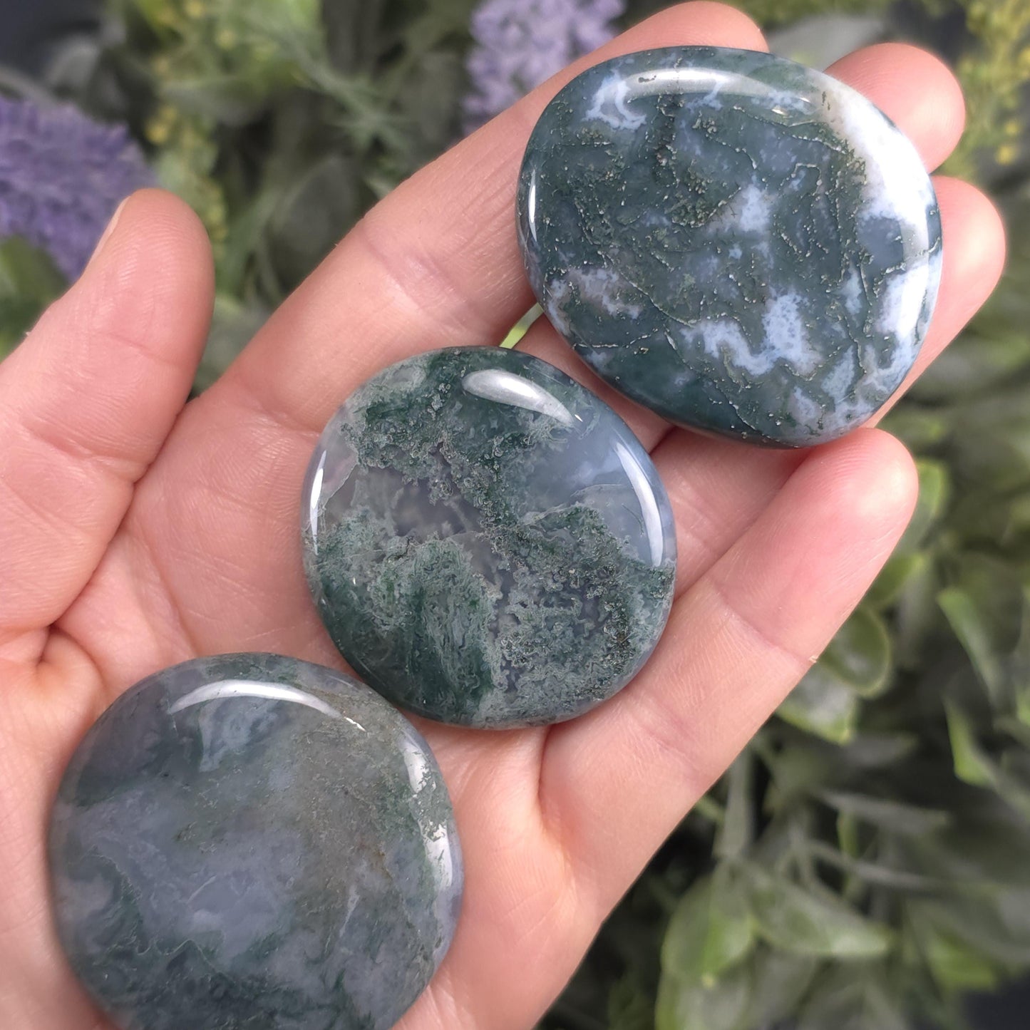 Moss Agate Palm Stone