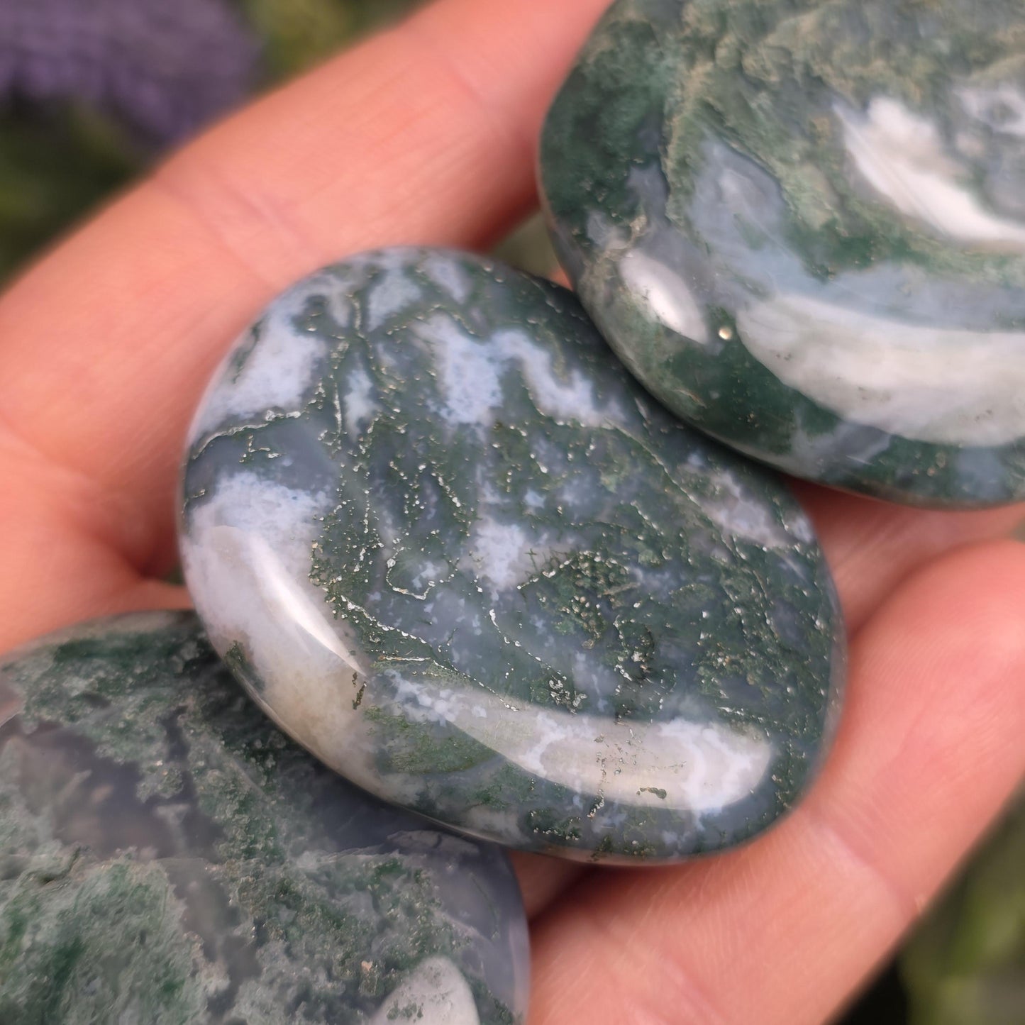 Moss Agate Palm Stone