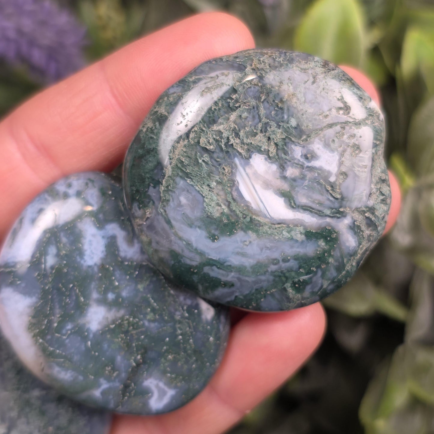 Moss Agate Palm Stone