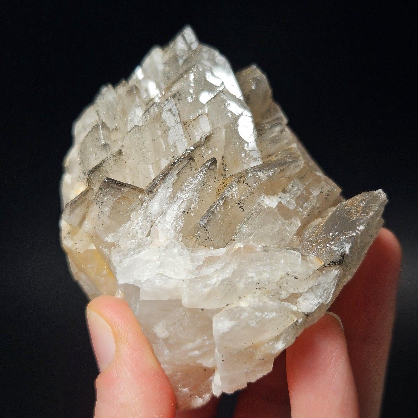 Tabular Black Barite with Marcasite