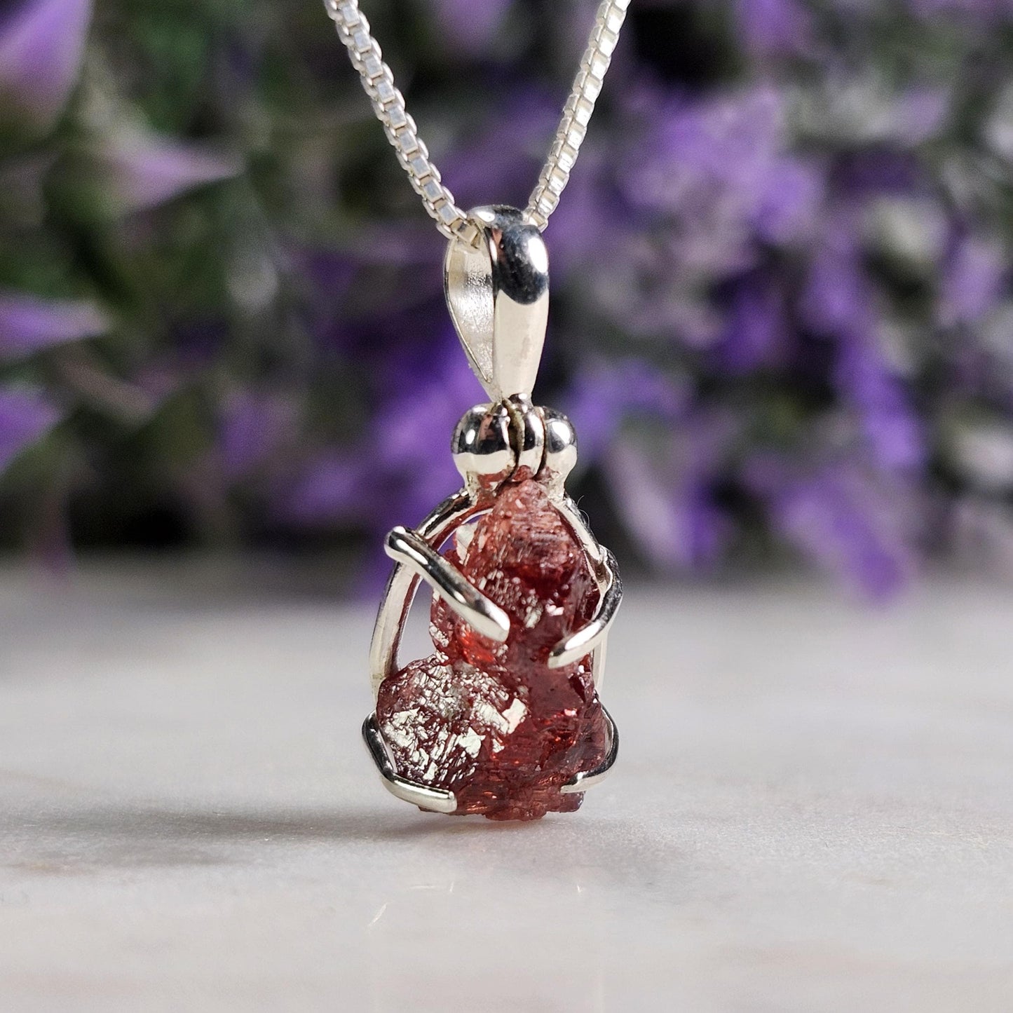 Etched Garnet Pendant
