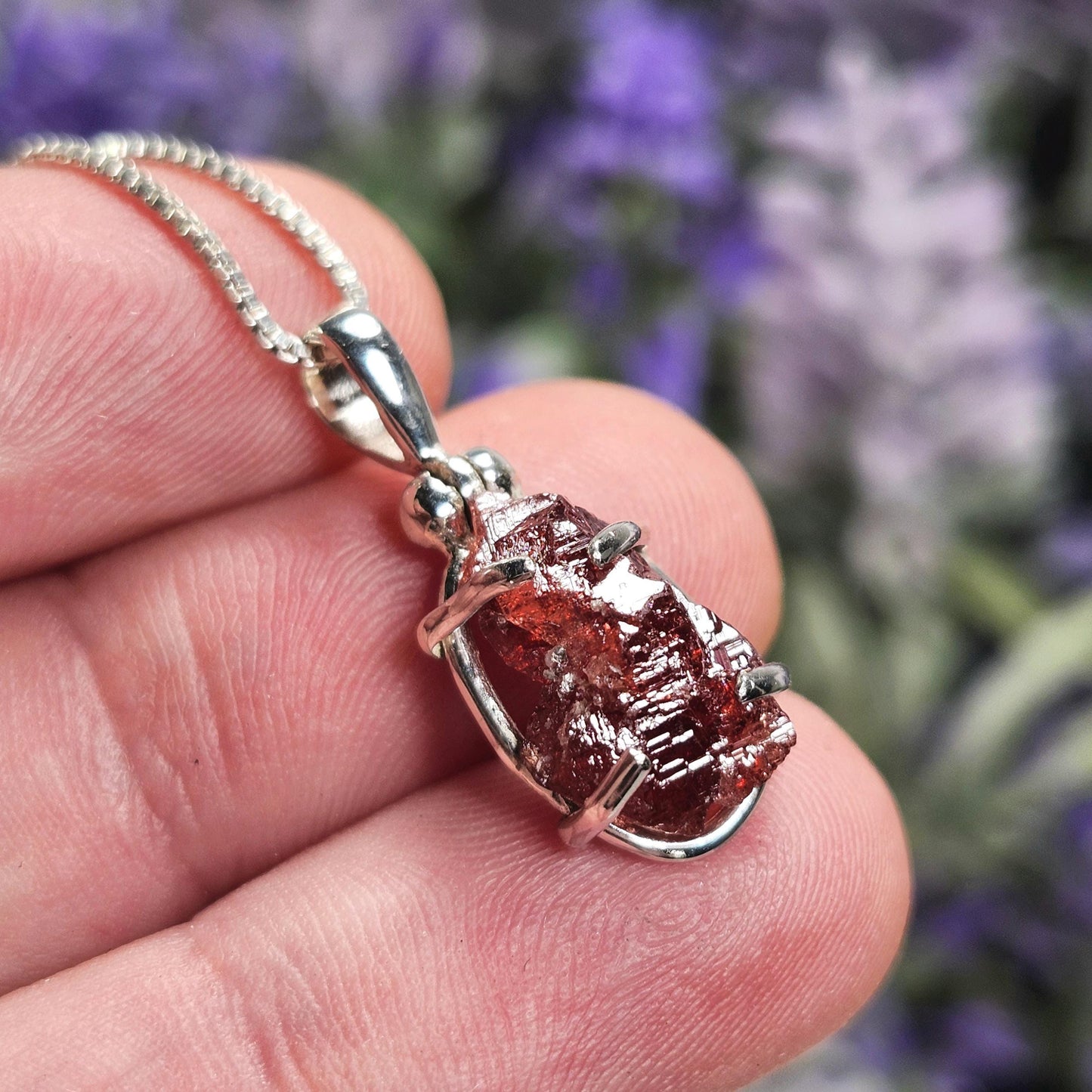 Etched Garnet Pendant