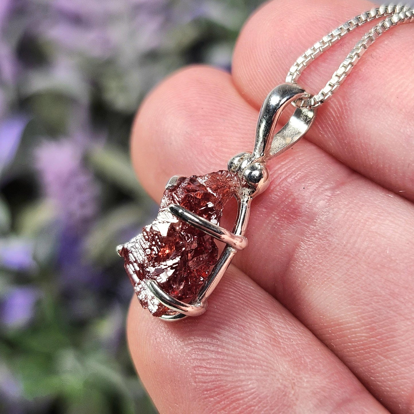 Etched Garnet Pendant