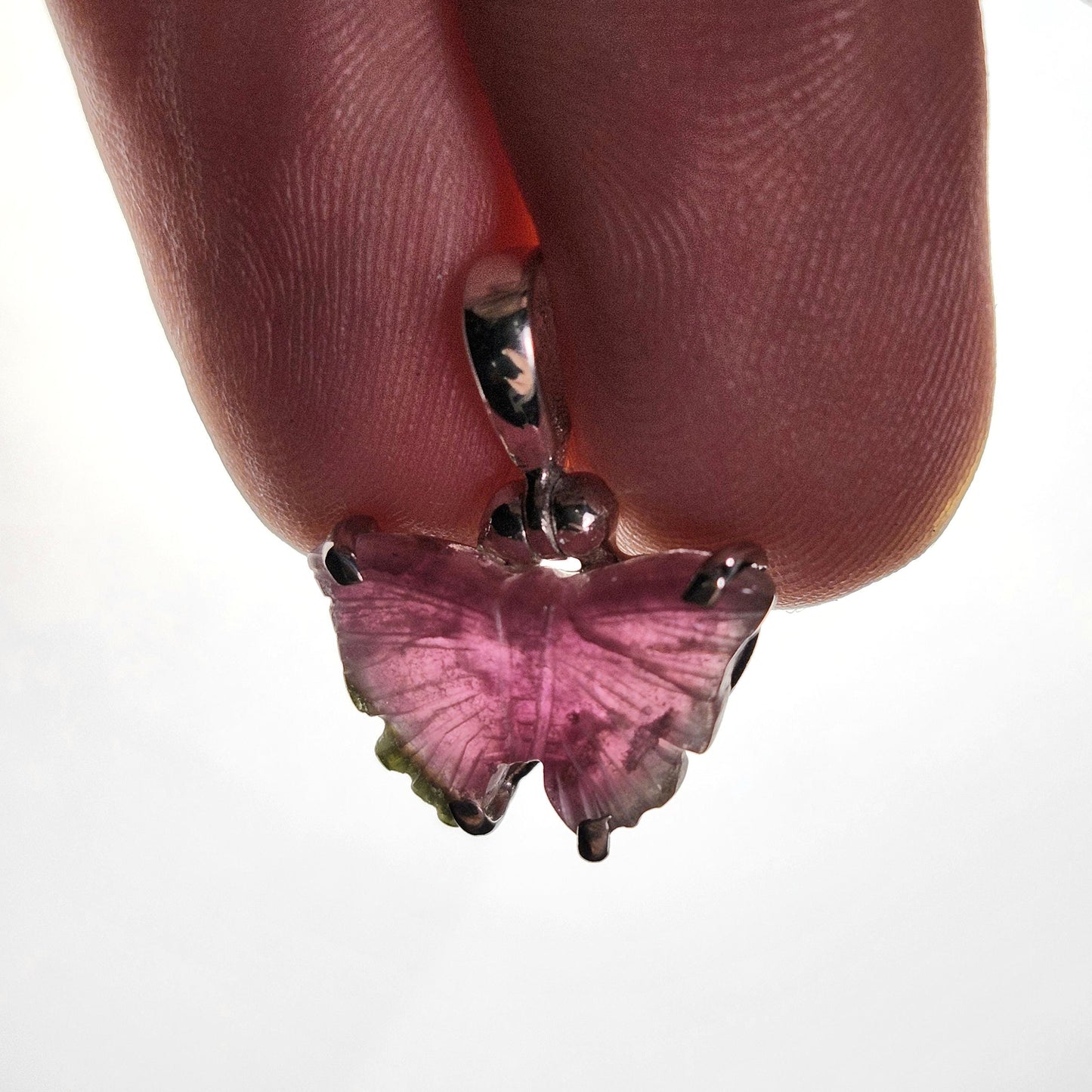 Watermelon Tourmaline Butterfly Pendant