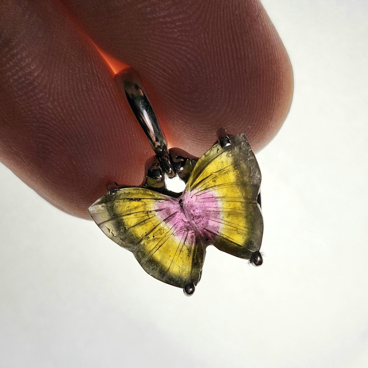Watermelon Tourmaline Butterfly Pendant