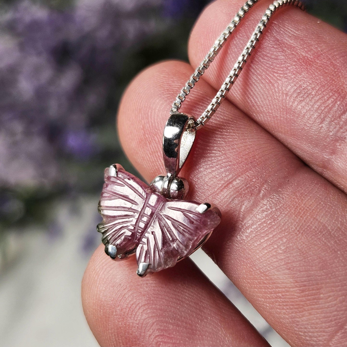 Watermelon Tourmaline Butterfly Pendant