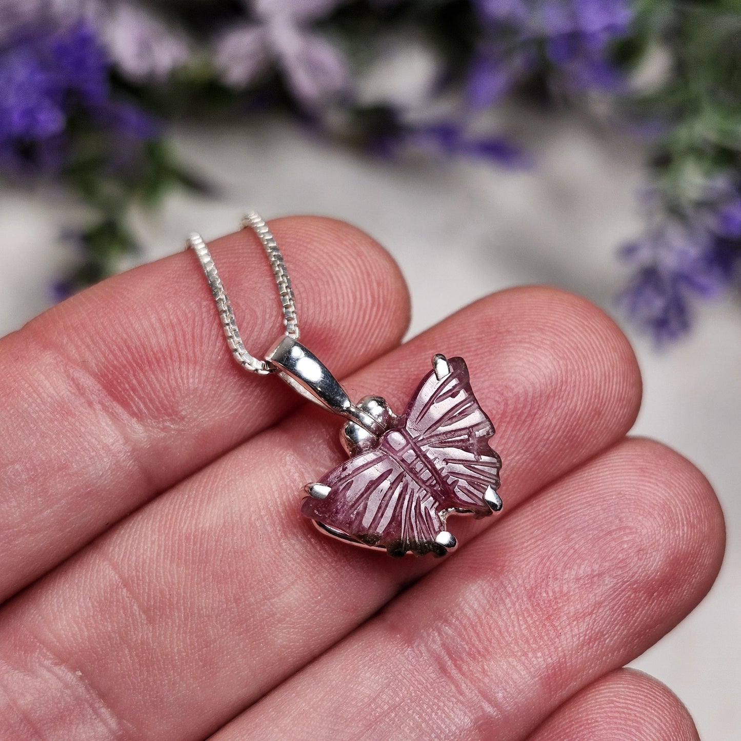 Watermelon Tourmaline Butterfly Pendant