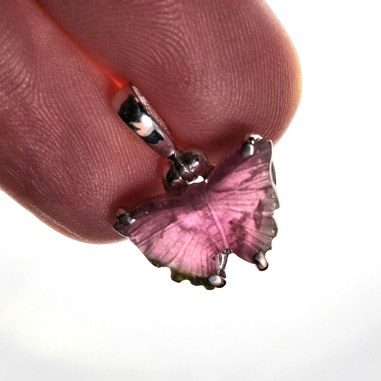 Watermelon Tourmaline Butterfly Pendant