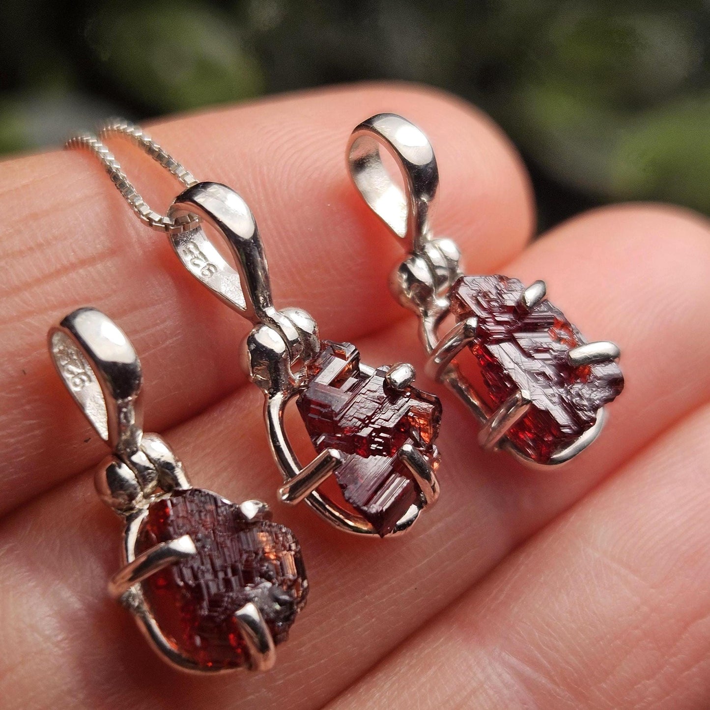 Etched Garnet Pendant