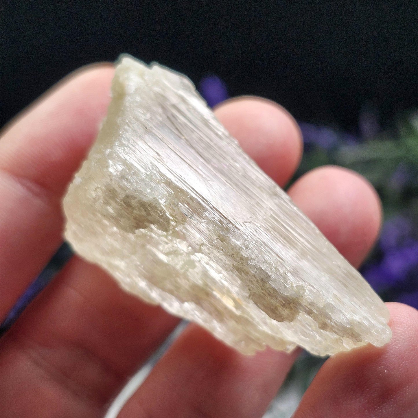 Etched Yellow Kunzite Crystal