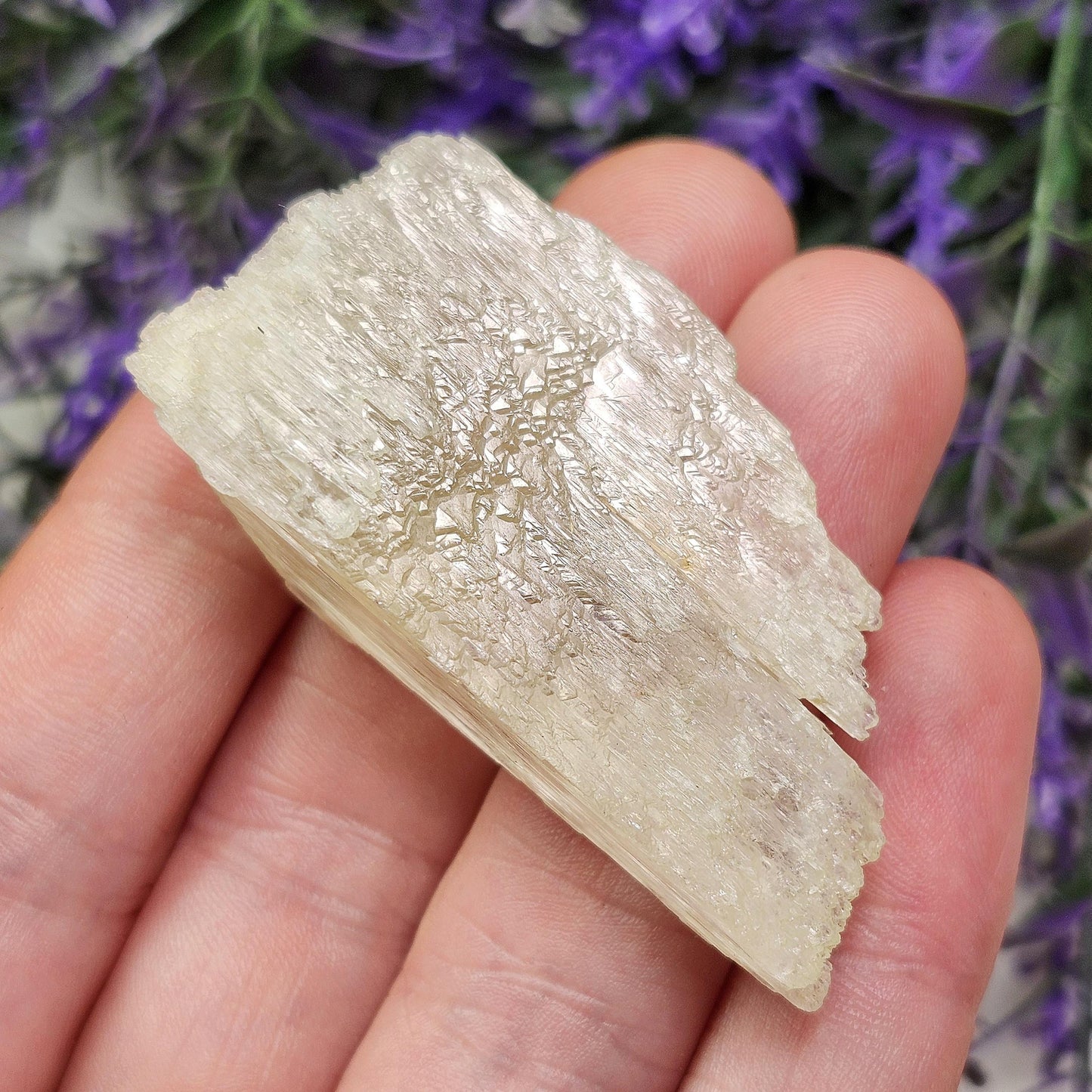 Etched Yellow Kunzite Crystal