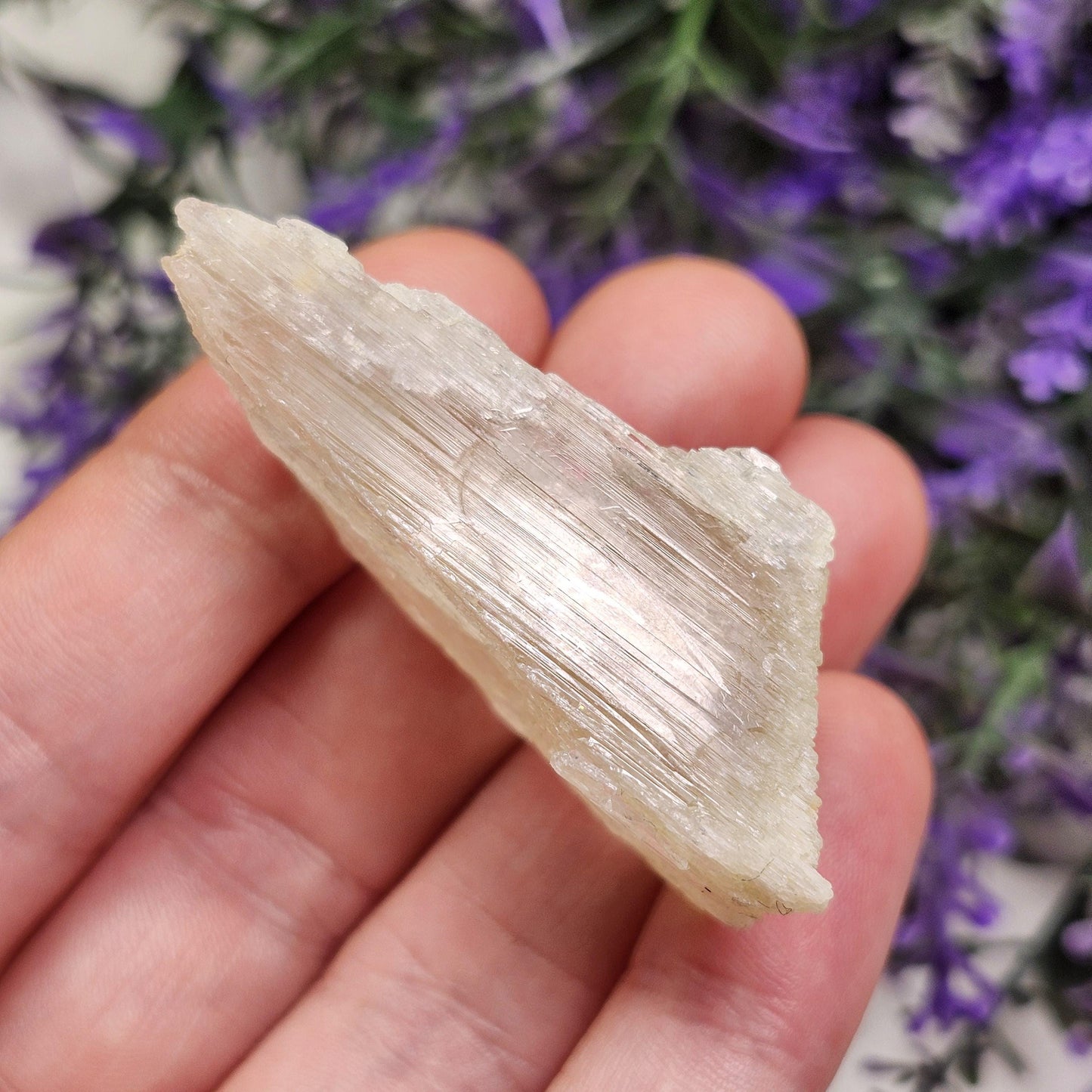 Etched Yellow Kunzite Crystal