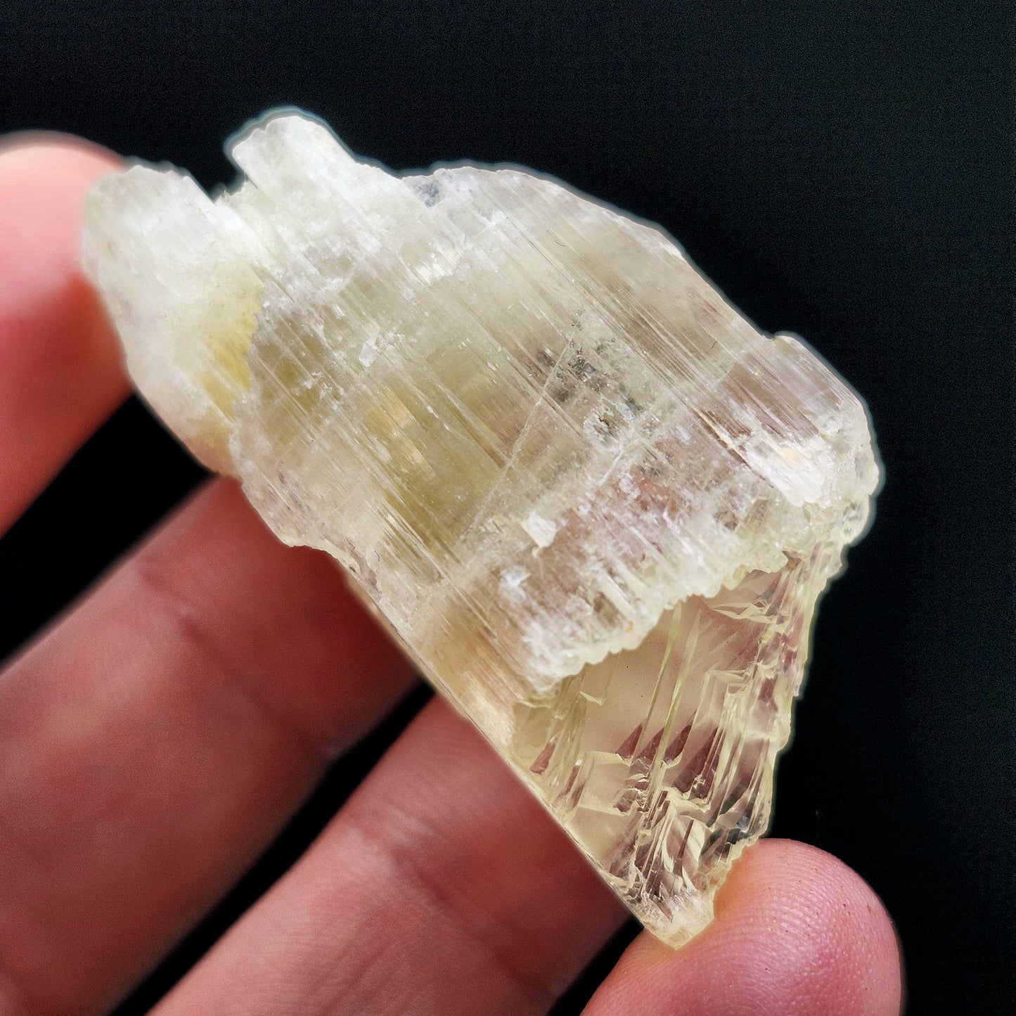Etched Yellow Kunzite Crystal
