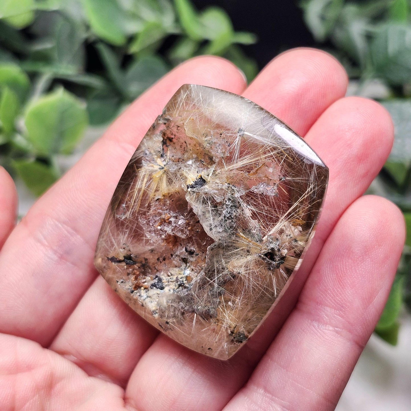 Polished Hematite Rutile Star Cabochon