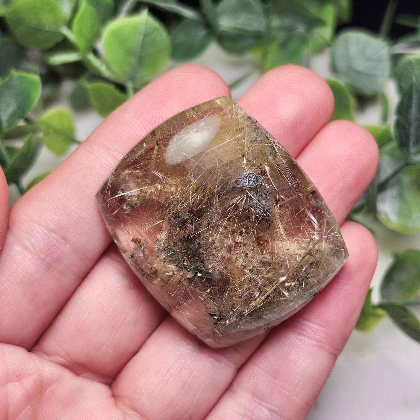 Polished Hematite Rutile Star Cabochon