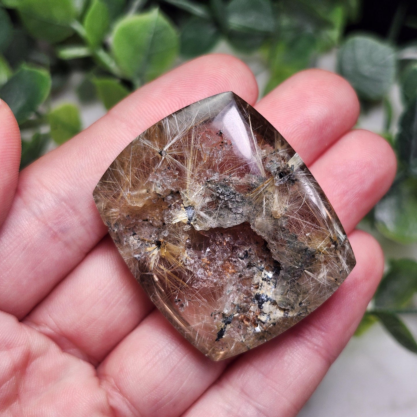 Polished Hematite Rutile Star Cabochon