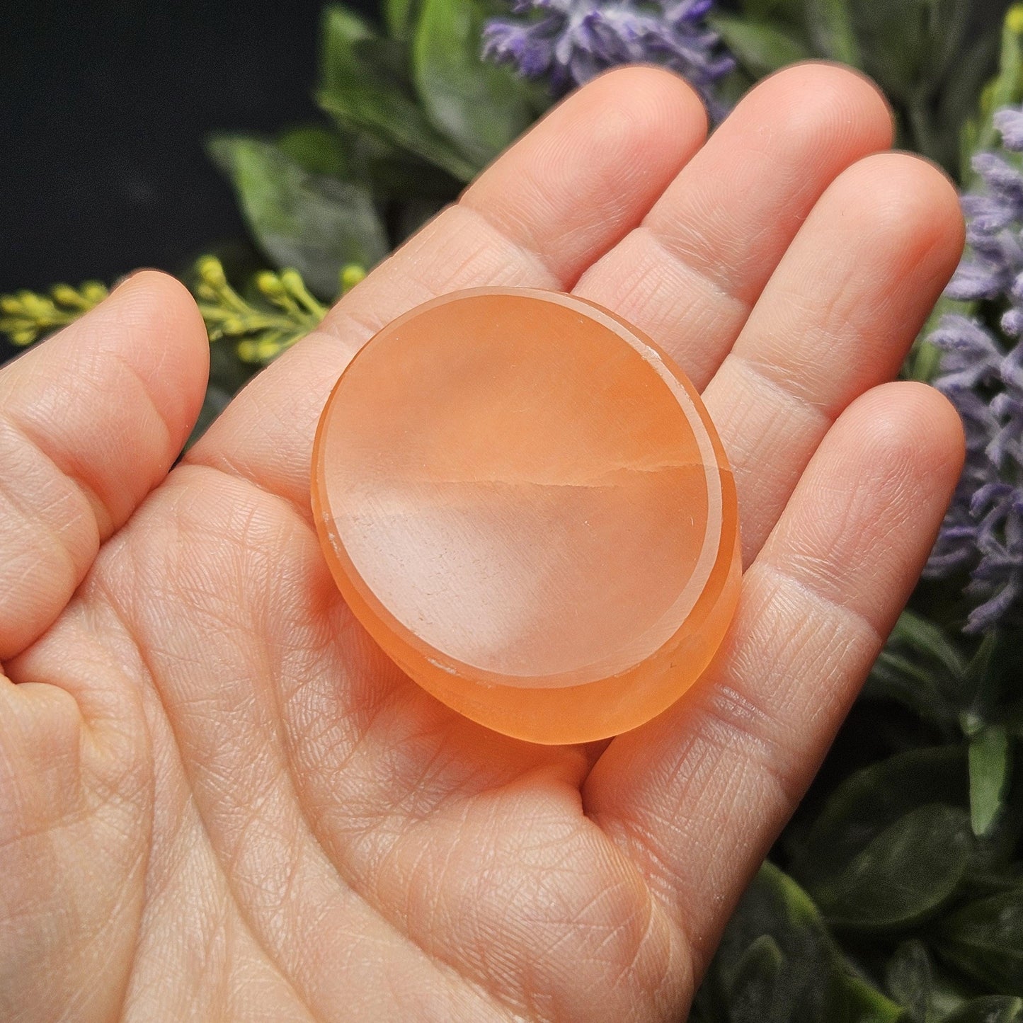 Peach Selenite Charging Plate