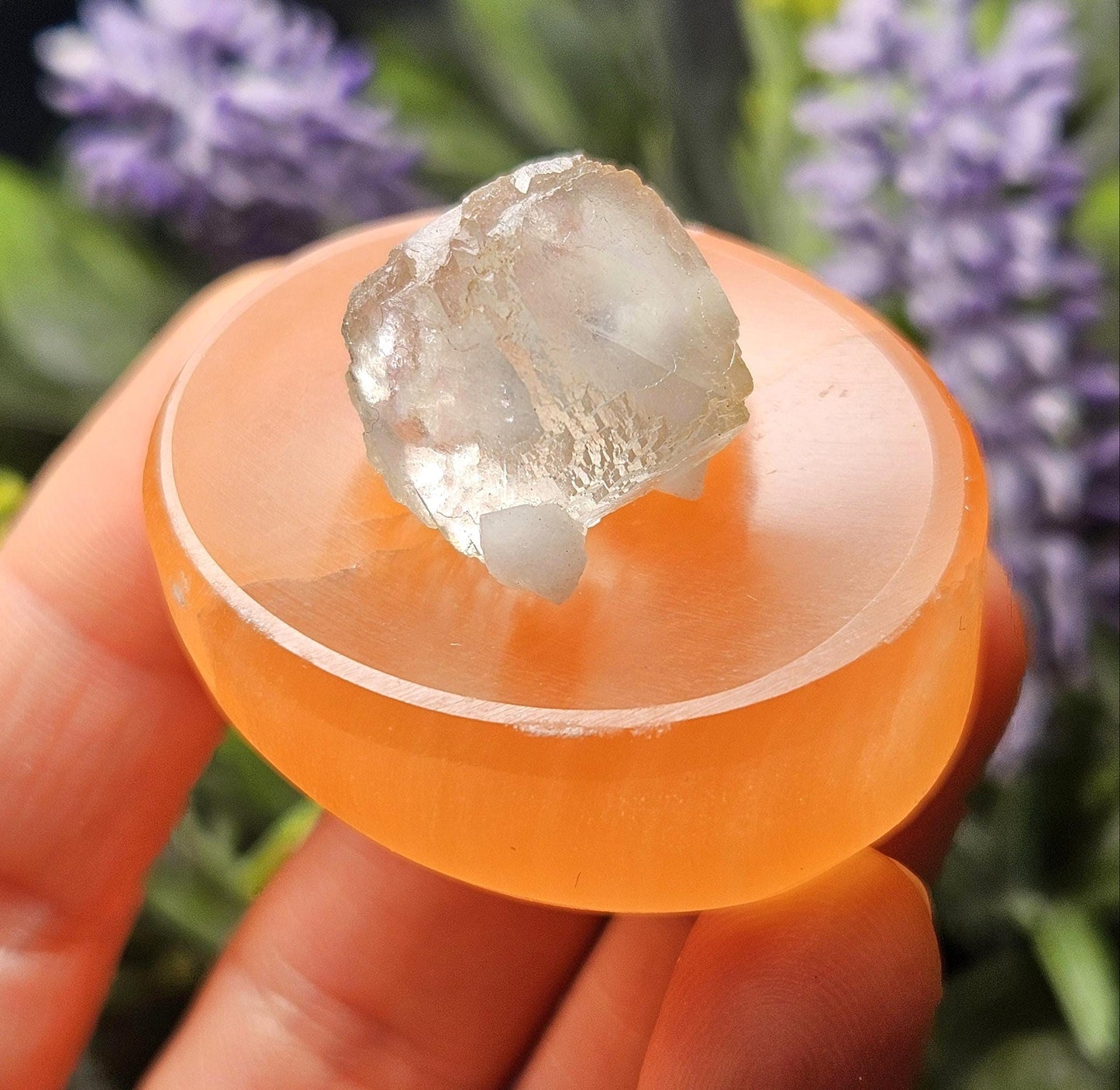 Peach Selenite Charging Plate
