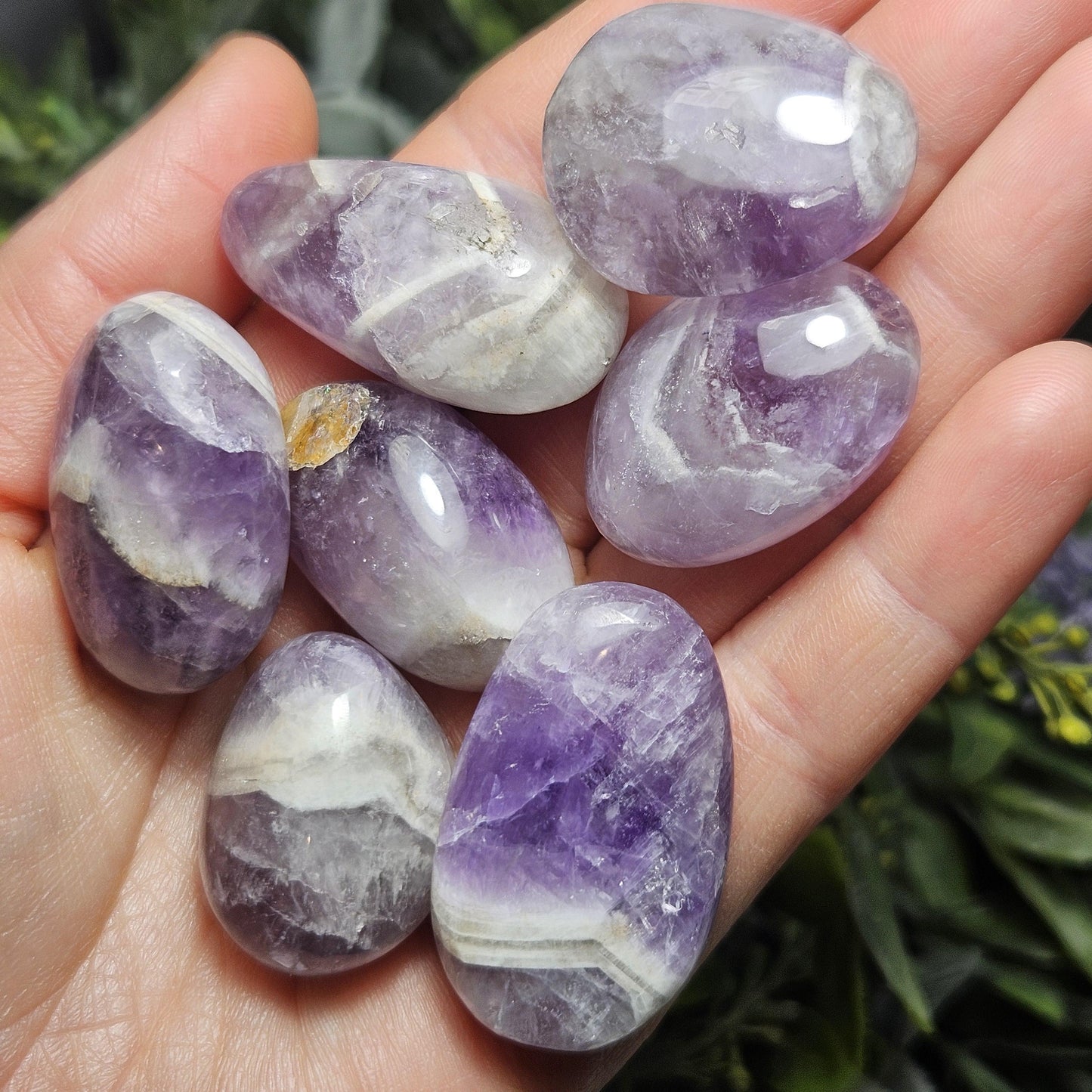 Chevron Amethyst Palm Stone