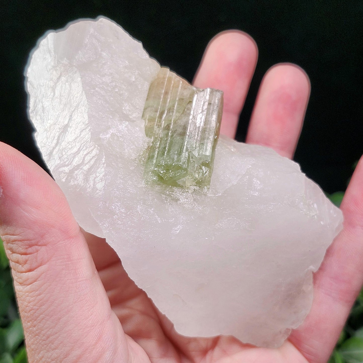 Watermelon Tourmaline & Quartz Crystal 203g