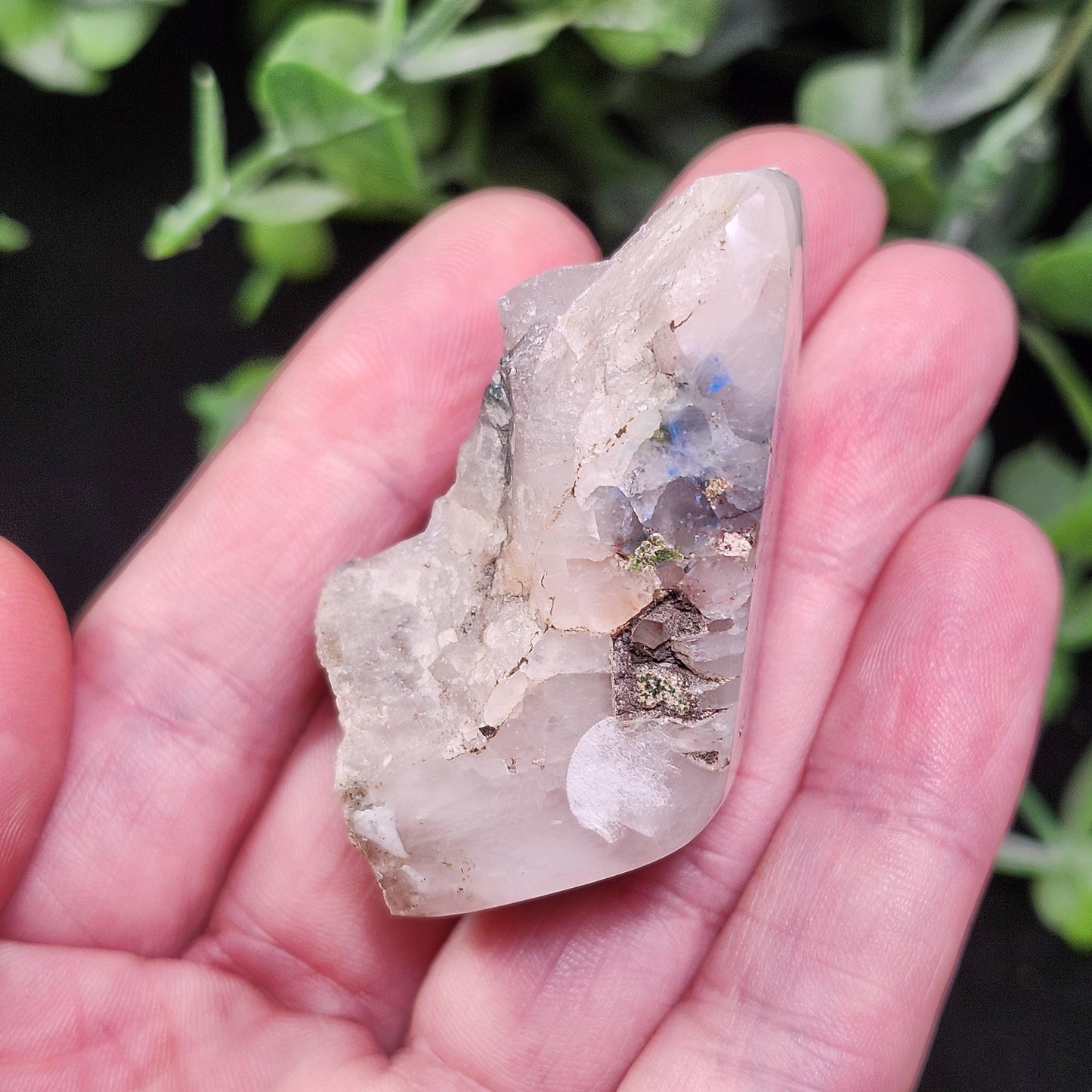 Polished Papagoite in Quartz Crystal