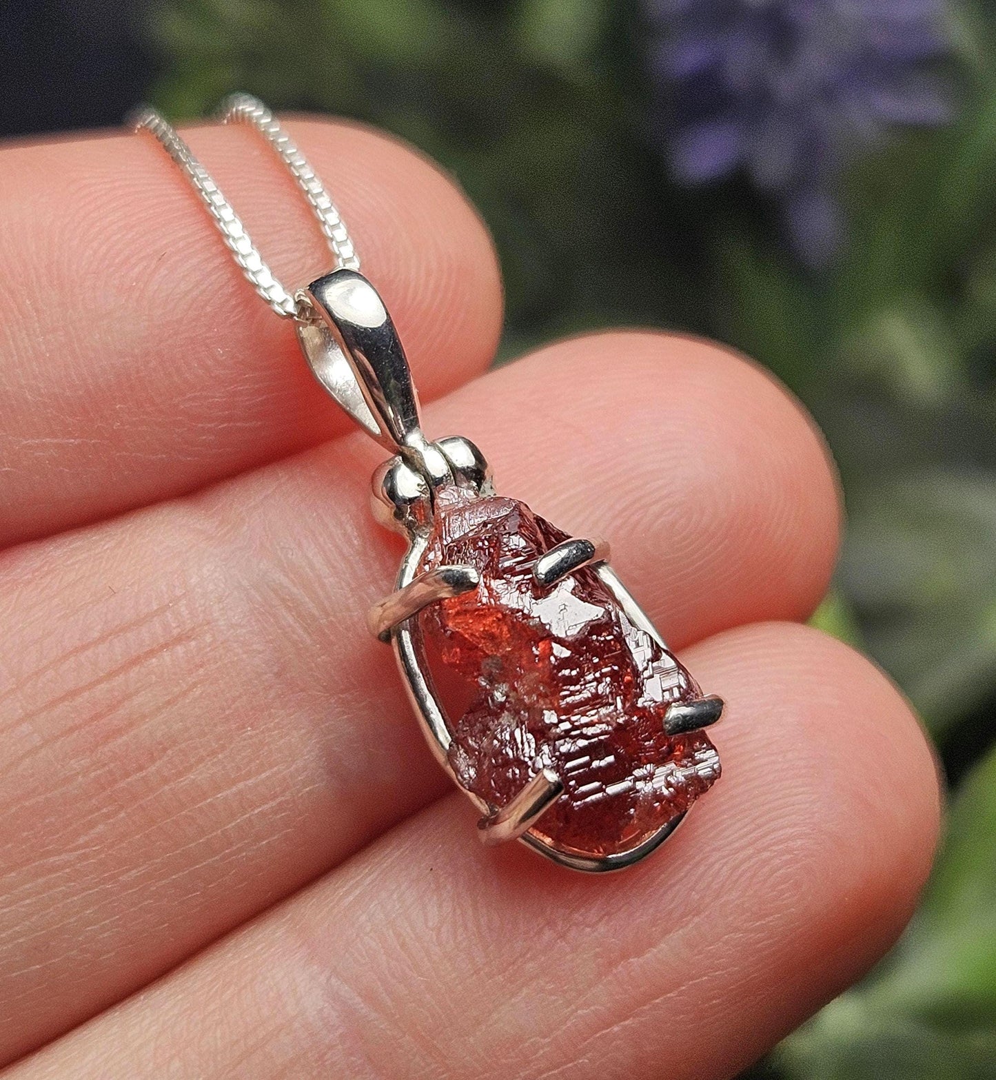 Etched Garnet Pendant