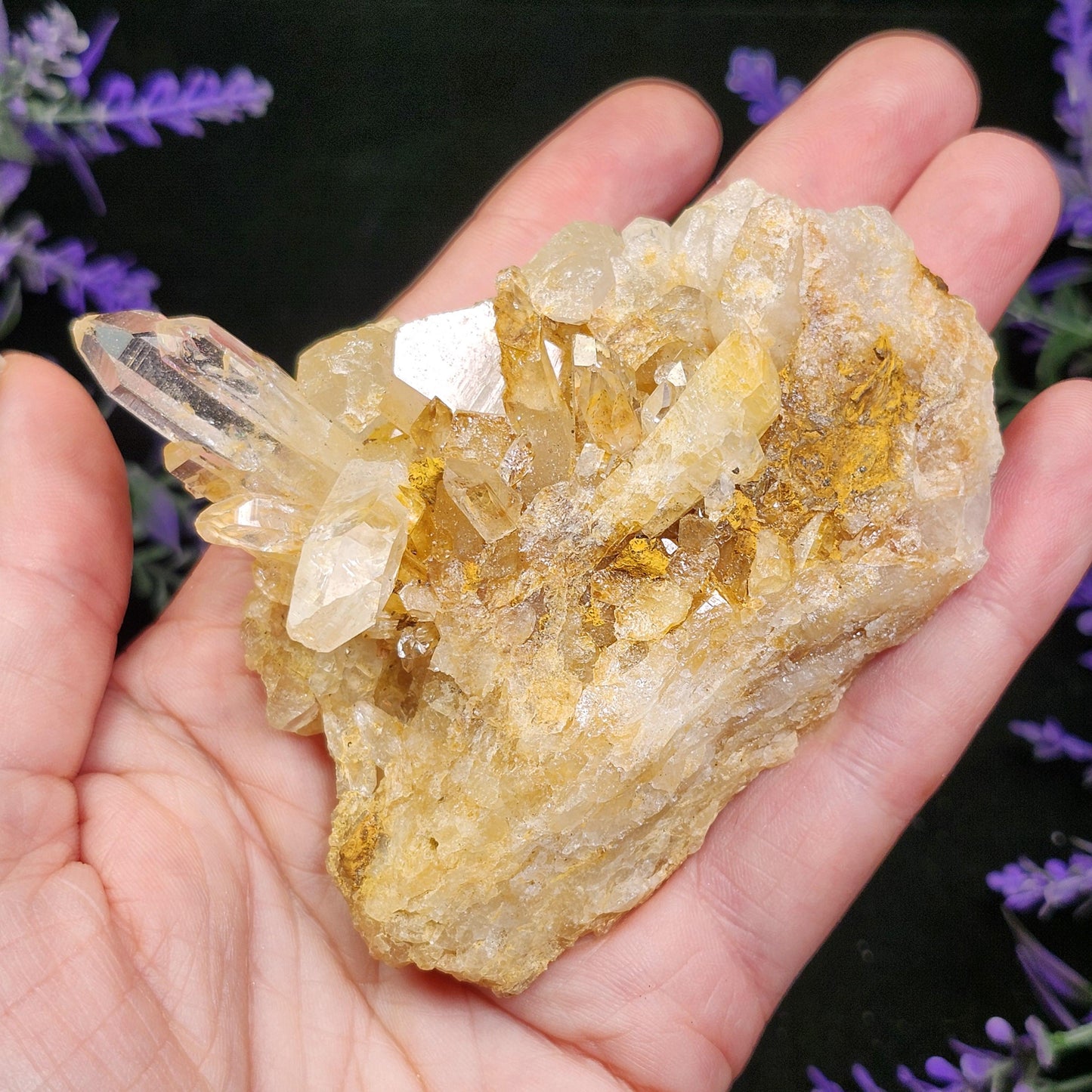 Golden Lemurian Quartz Cluster 122g