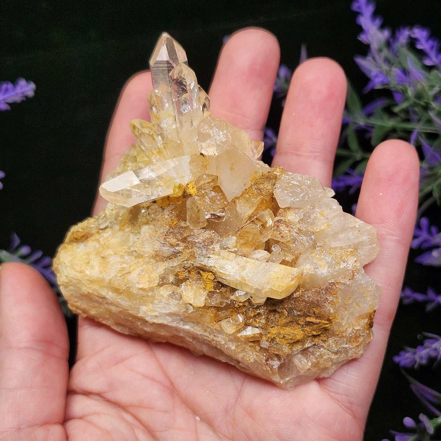 Golden Lemurian Quartz Cluster 122g