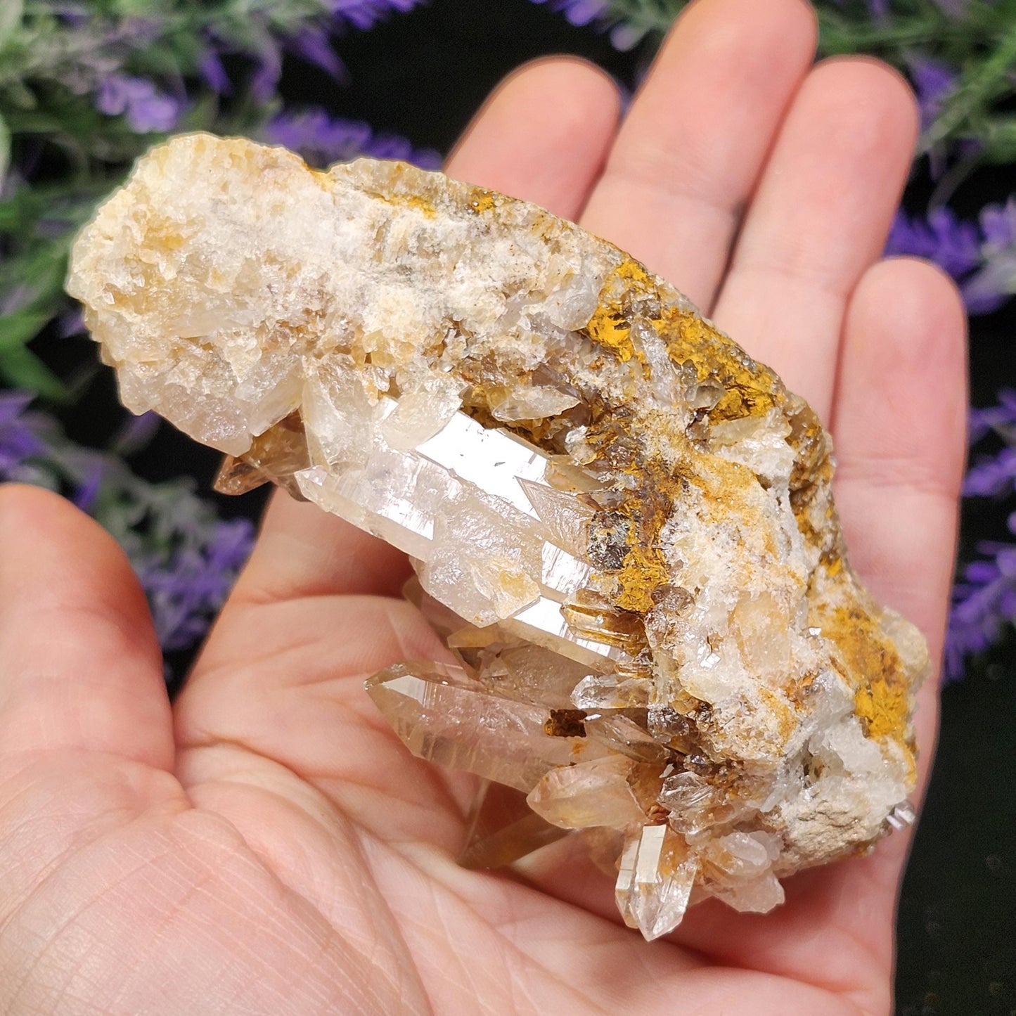 Golden Lemurian Quartz Cluster 161g