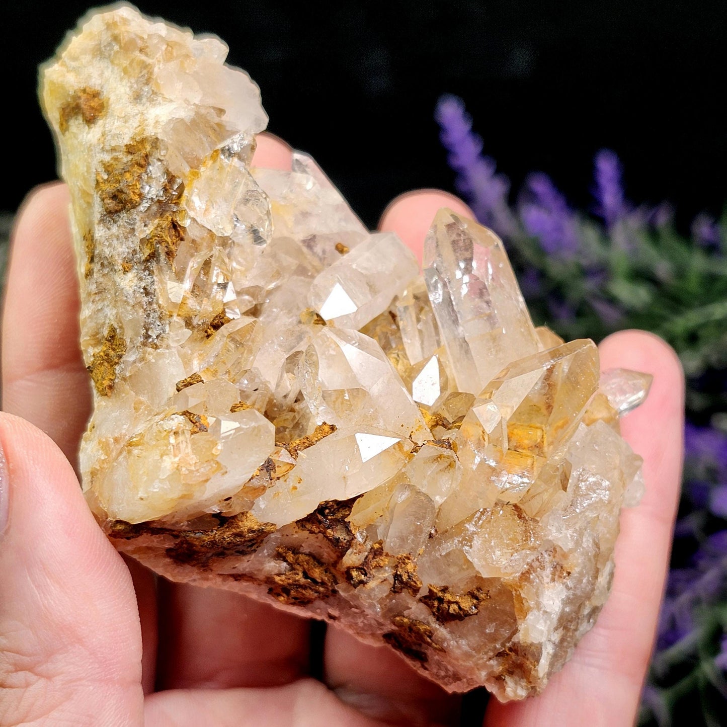 Golden Lemurian Quartz Cluster 161g