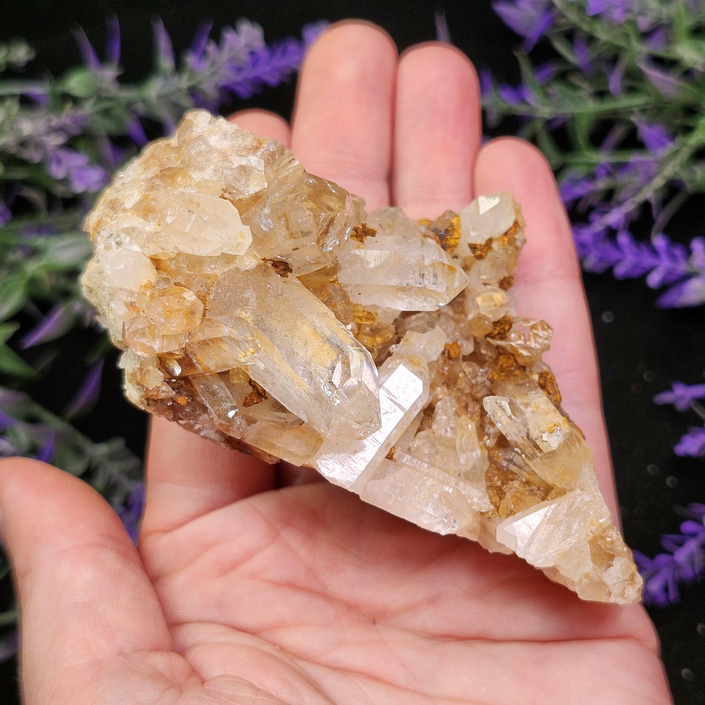 Golden Lemurian Quartz Cluster 161g