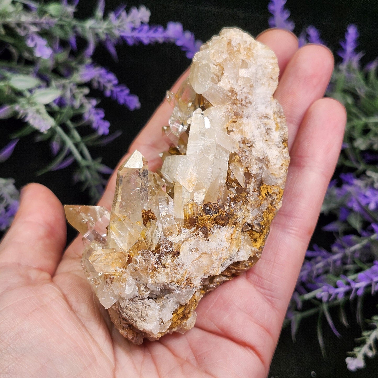Golden Lemurian Quartz Cluster 161g