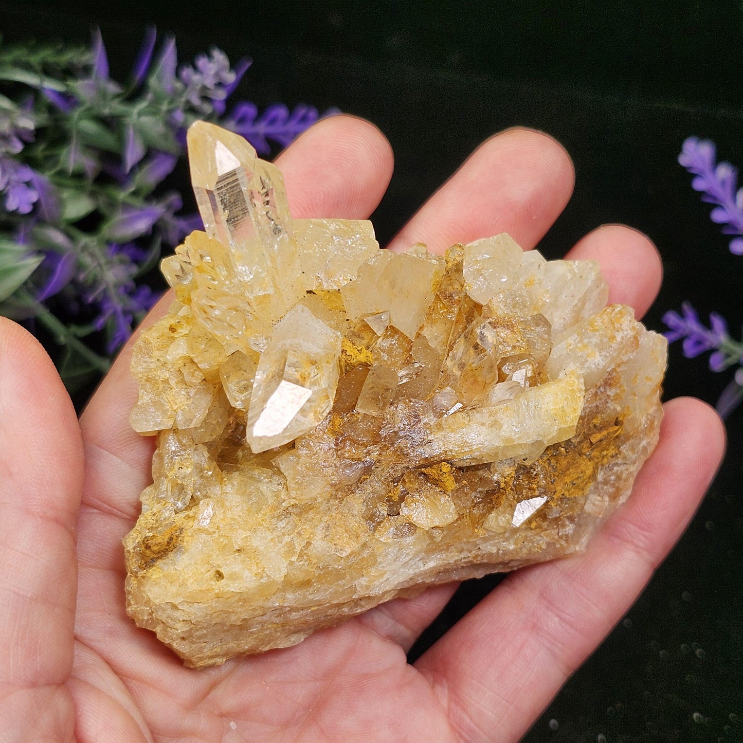 Golden Lemurian Quartz Cluster 122g