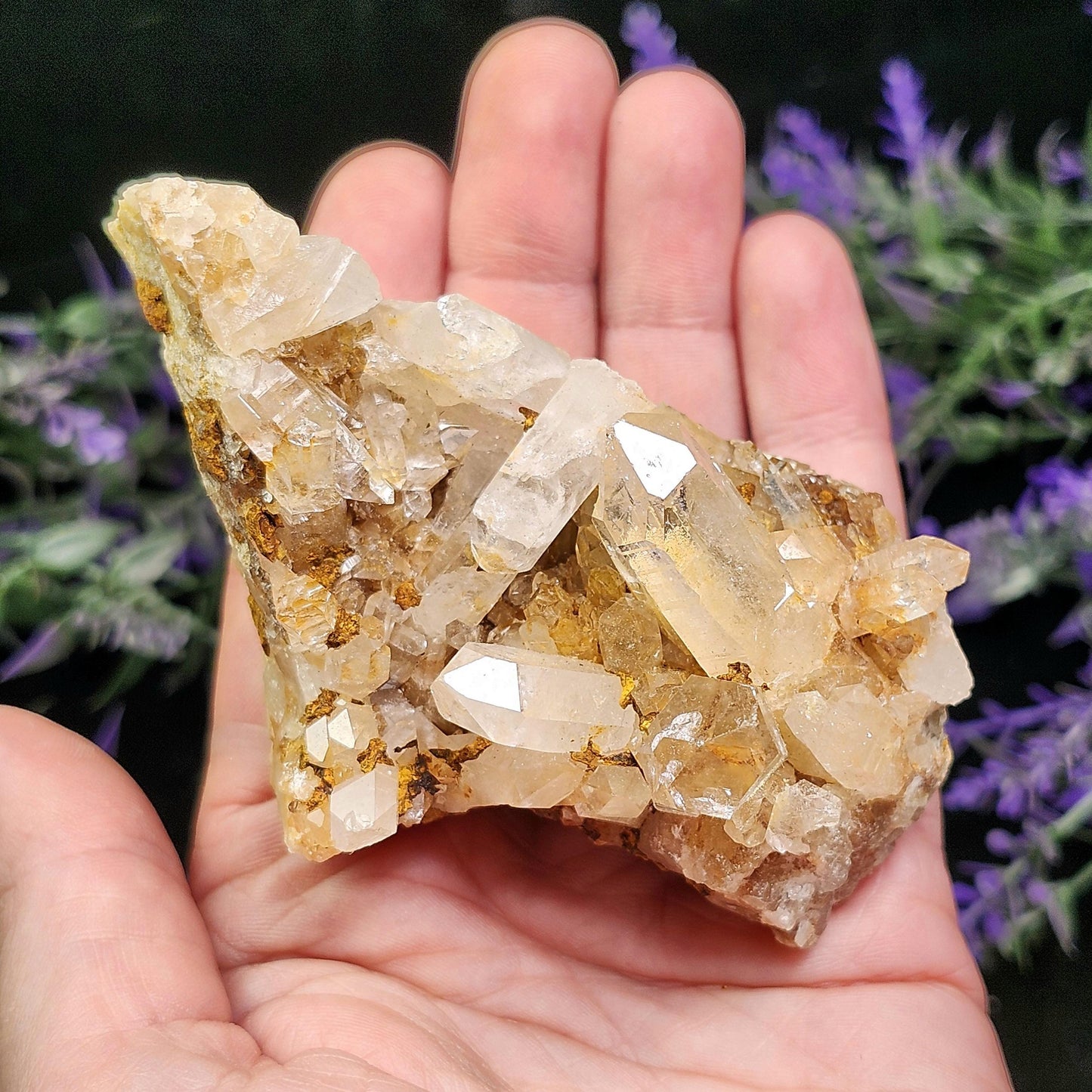 Golden Lemurian Quartz Cluster 161g