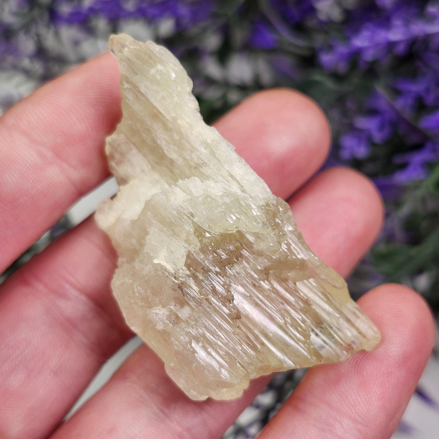 Etched Yellow Kunzite Crystal