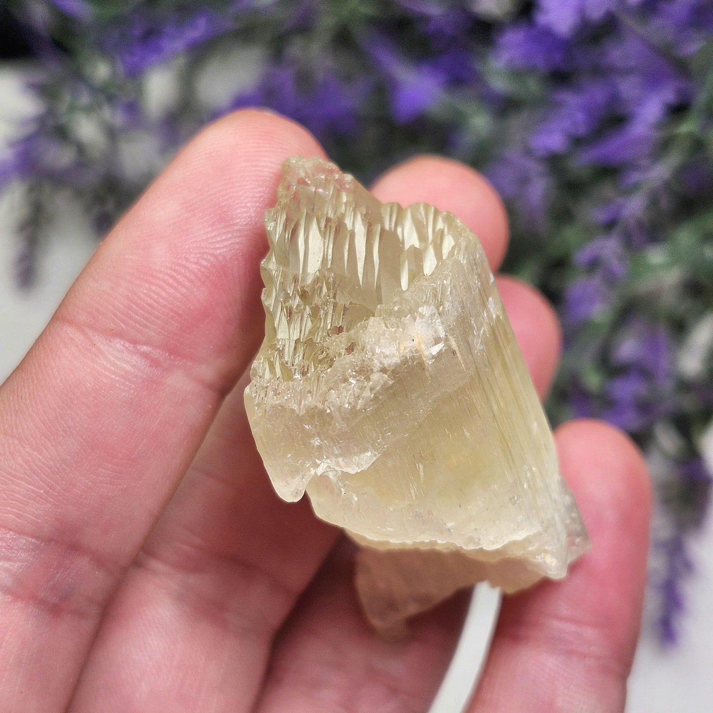 Etched Yellow Kunzite Crystal
