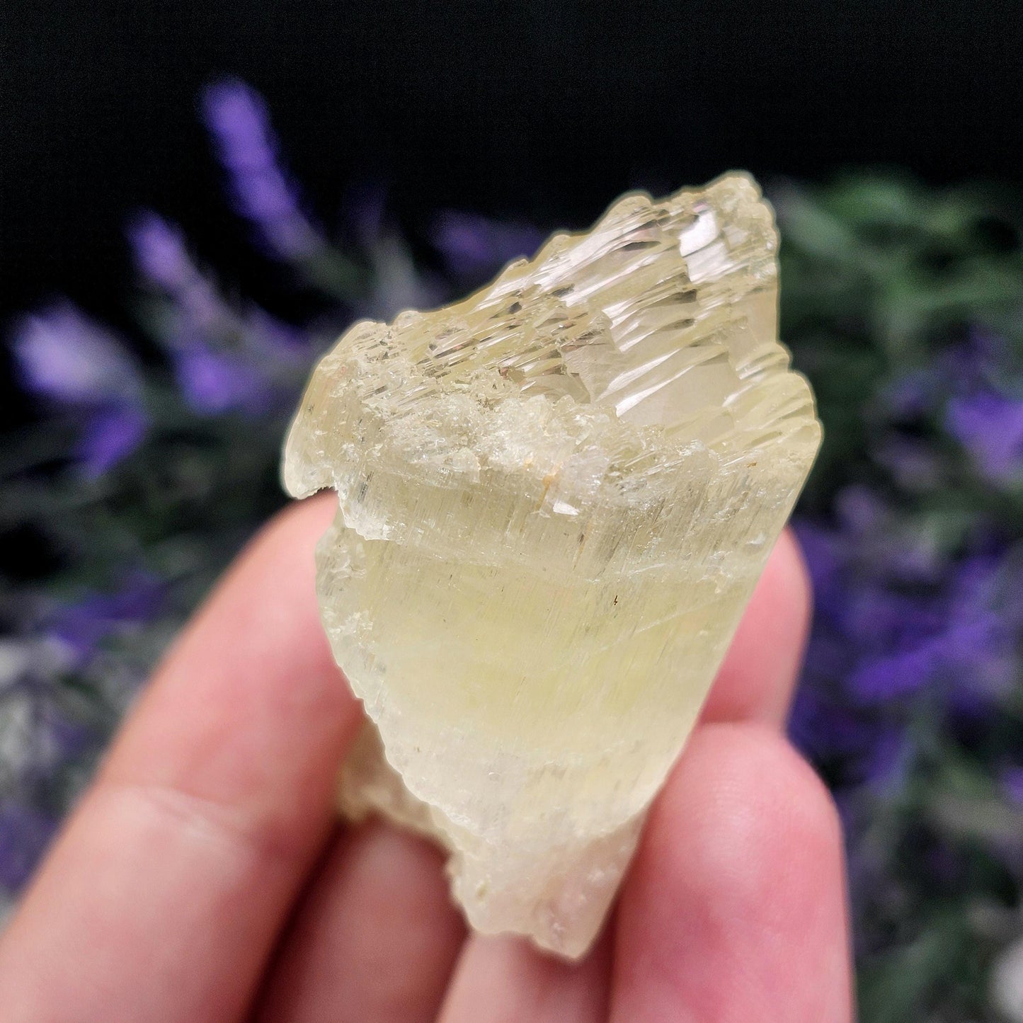 Etched Yellow Kunzite Crystal