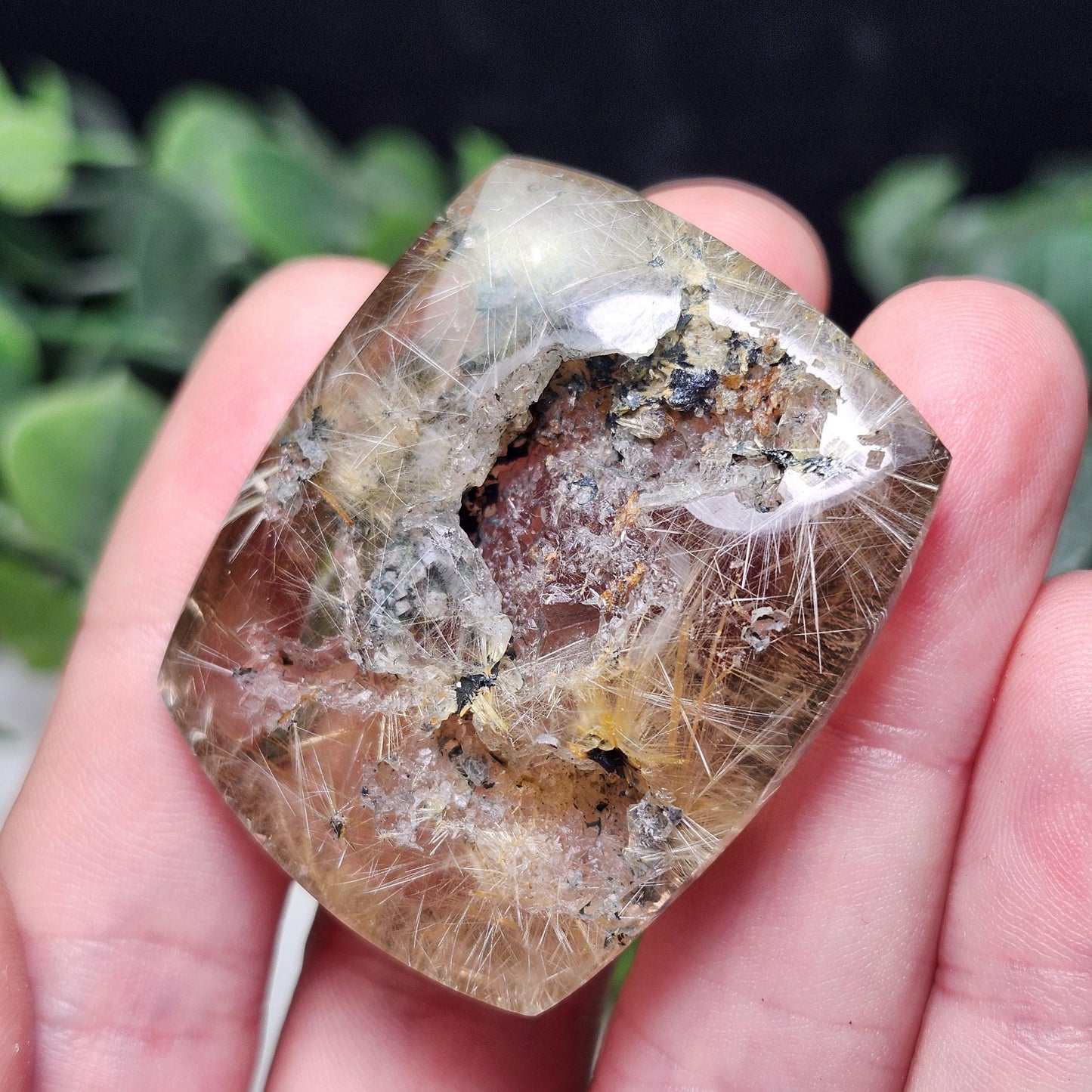 Polished Hematite Rutile Star Cabochon