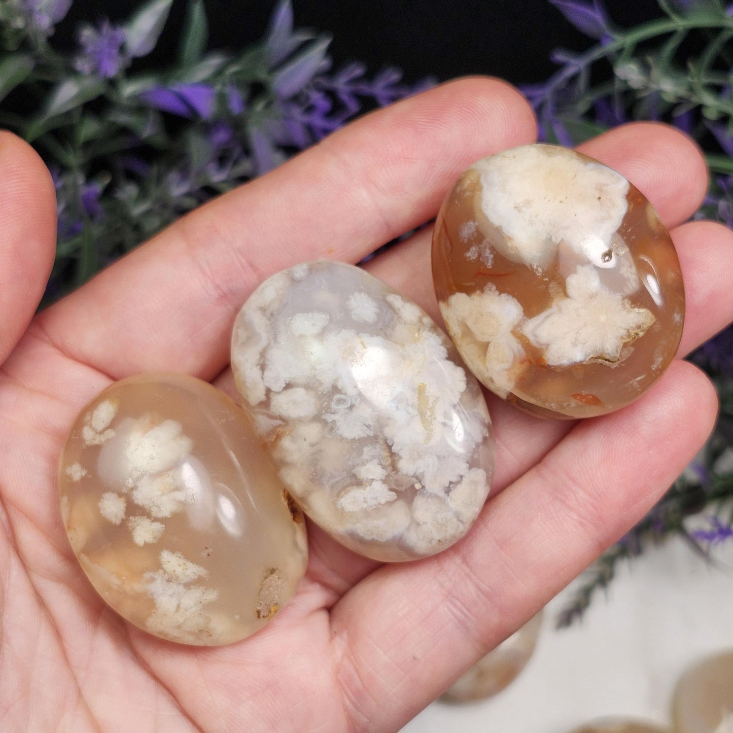 Flower Agate Palm Stone