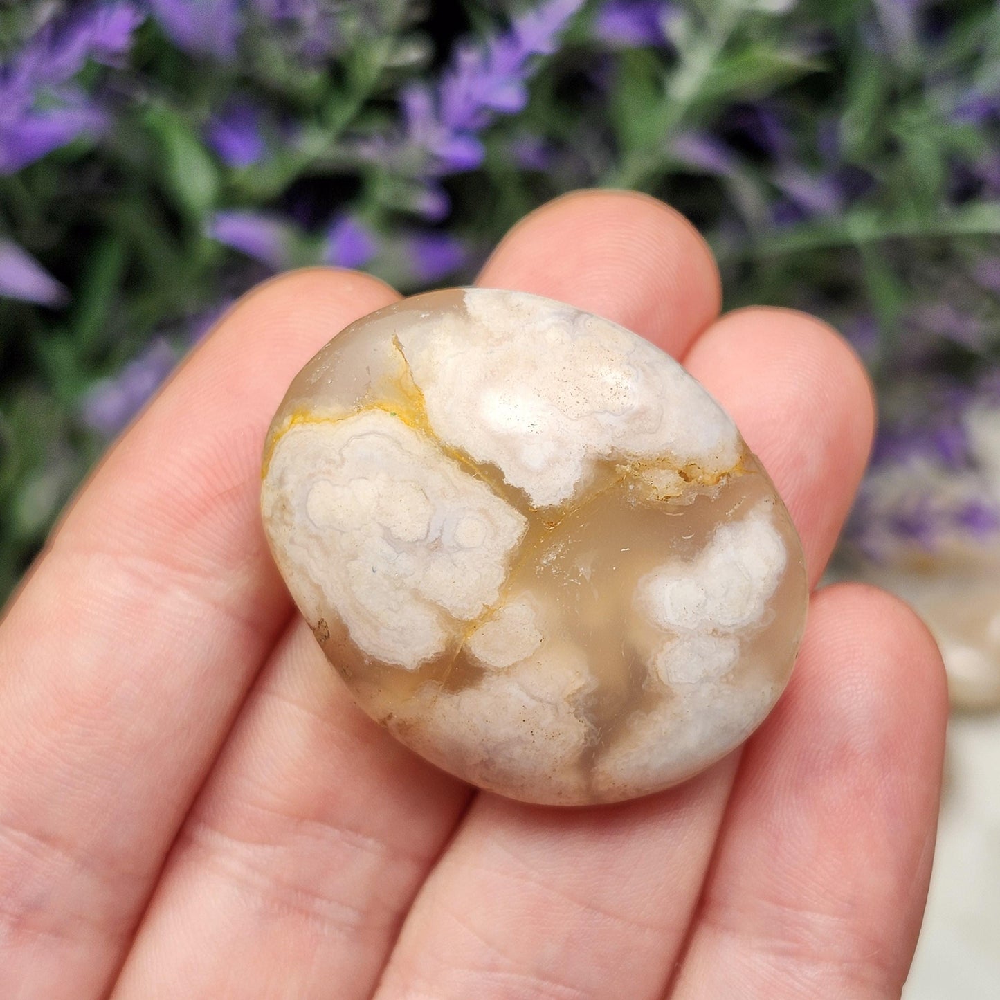 Flower Agate Palm Stone