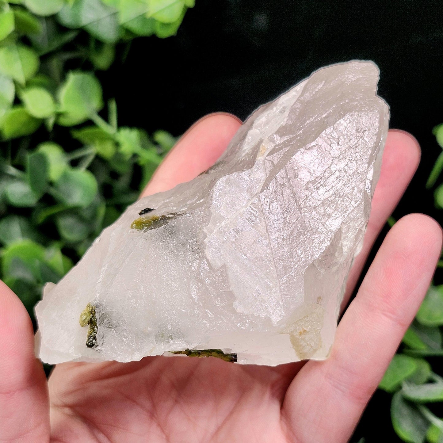 Green Tourmaline in Quartz Crystal