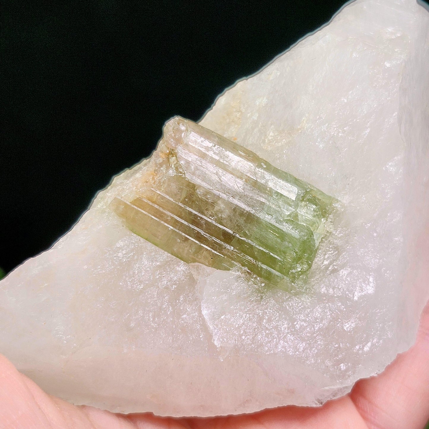 Watermelon Tourmaline & Quartz Crystal 203g