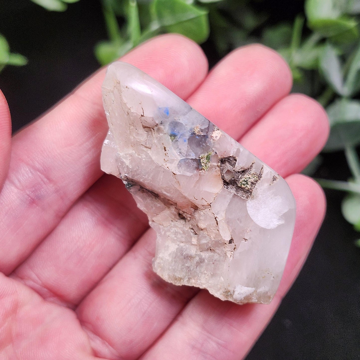Polished Papagoite in Quartz Crystal