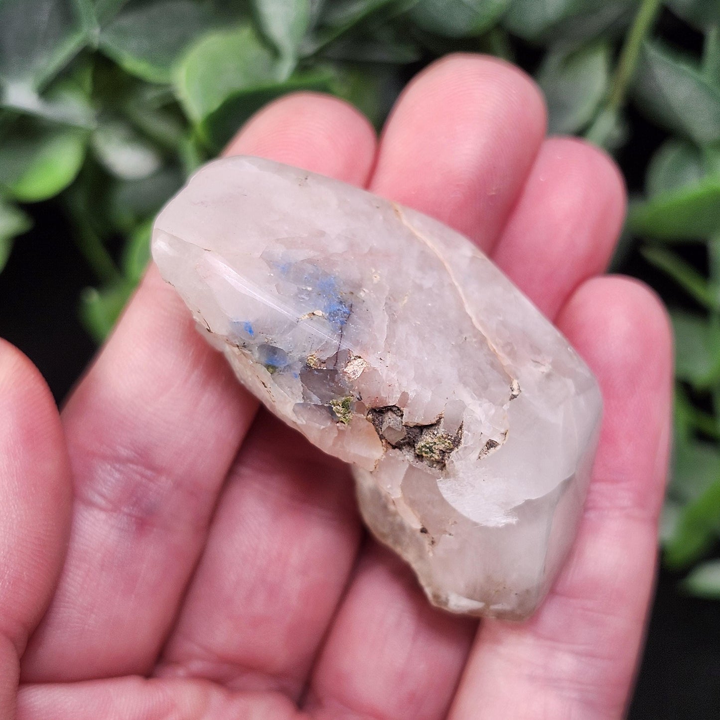 Polished Papagoite in Quartz Crystal