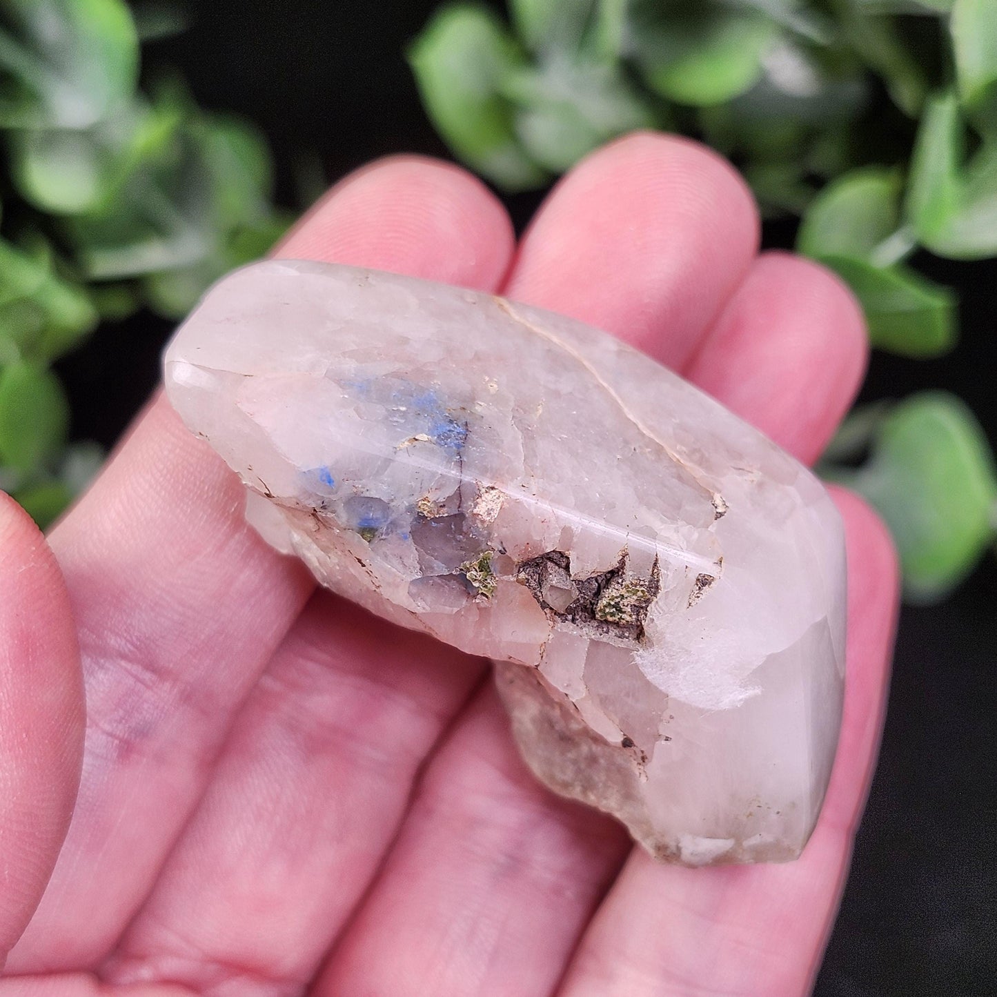 Polished Papagoite in Quartz Crystal