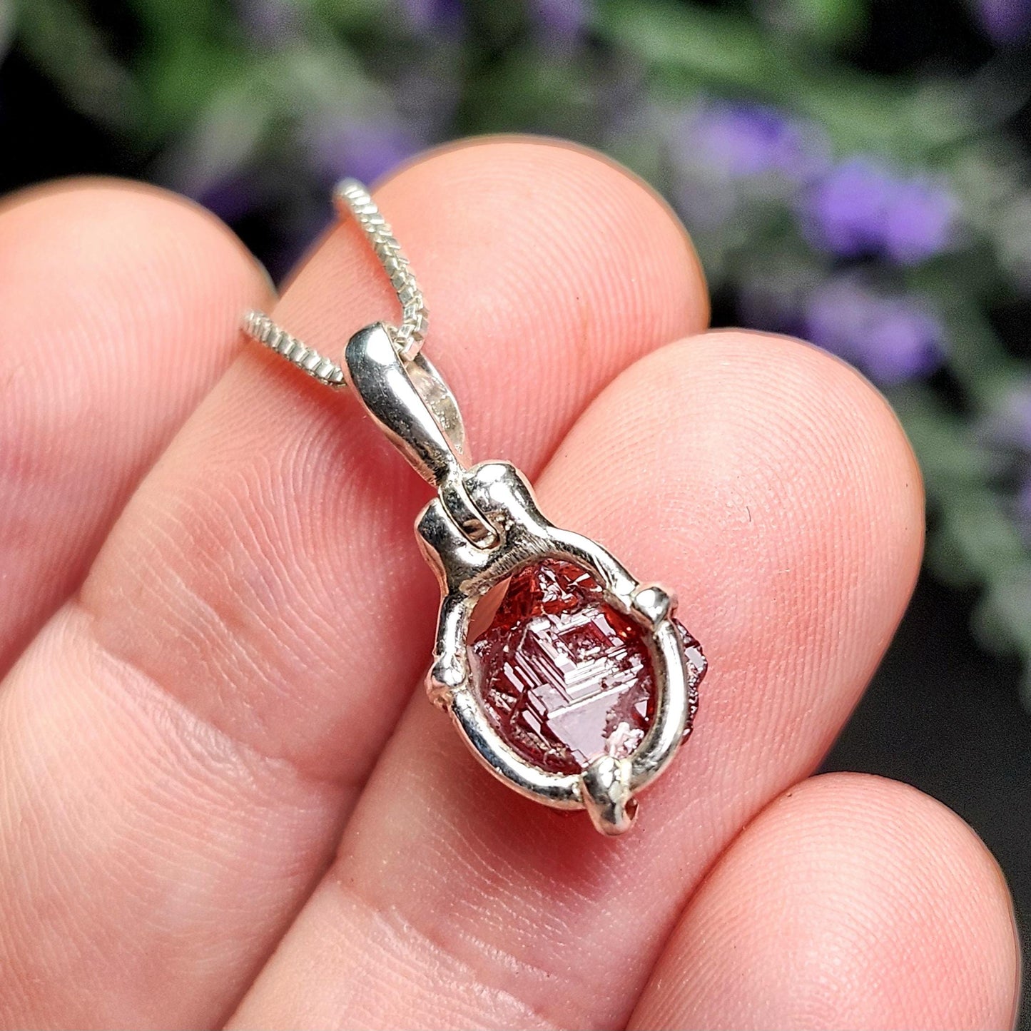 Etched Garnet Pendant