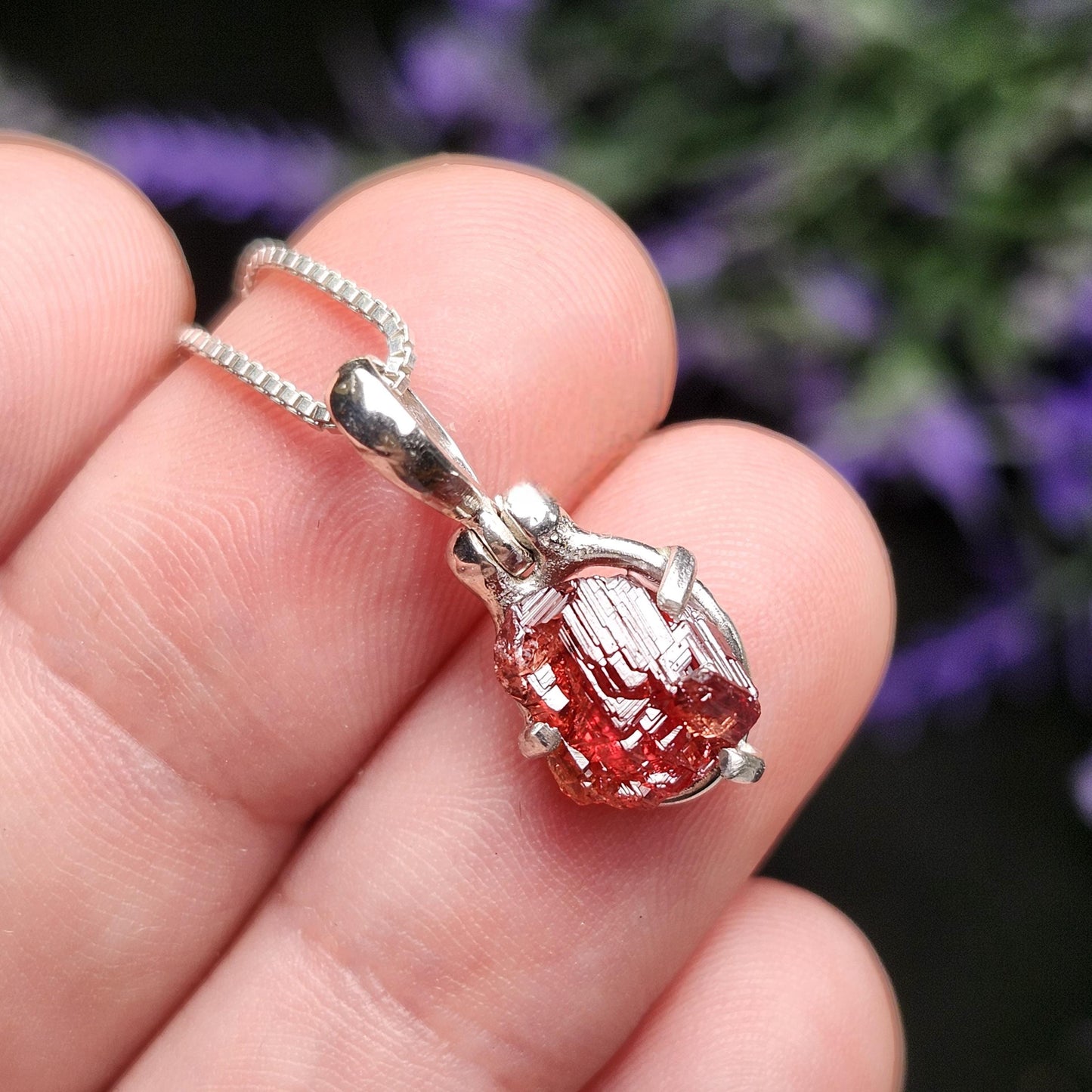 Etched Garnet Pendant