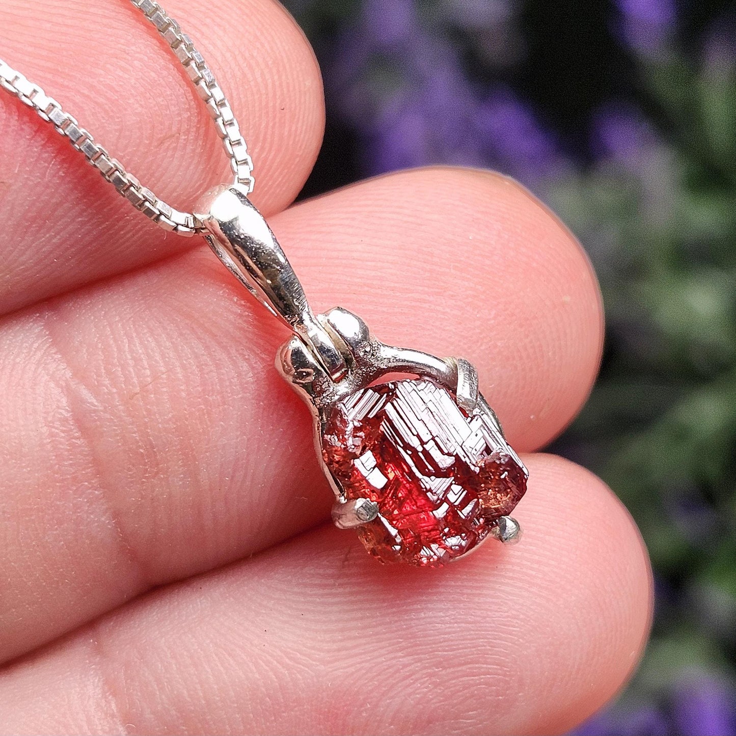 Etched Garnet Pendant