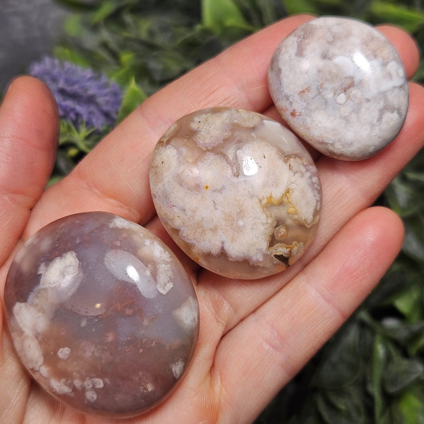 Flower Agate Palm Stone